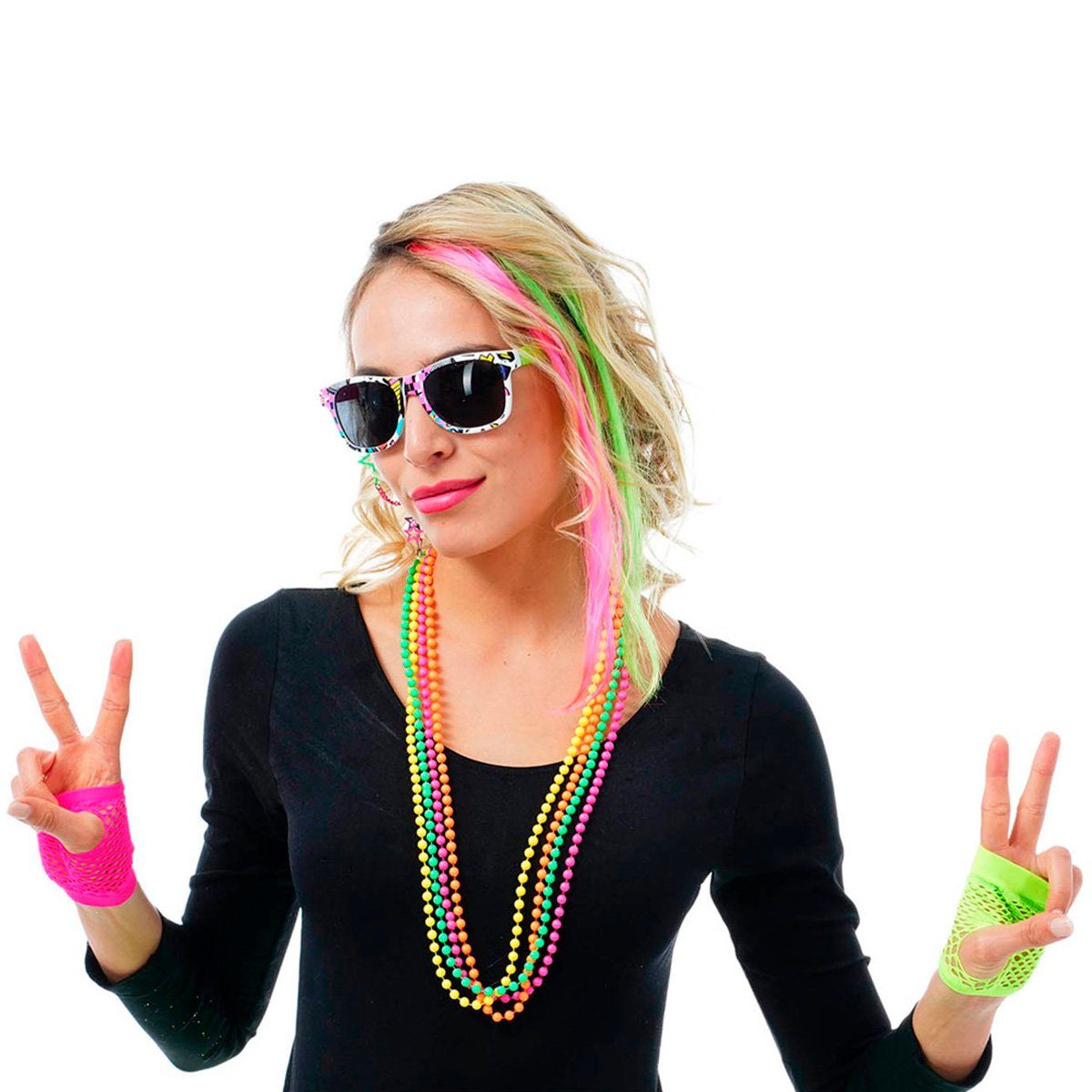 Kostüm 80er Jahre Kostüm Set 'Neon' 5-tlg. - 414041, Dis