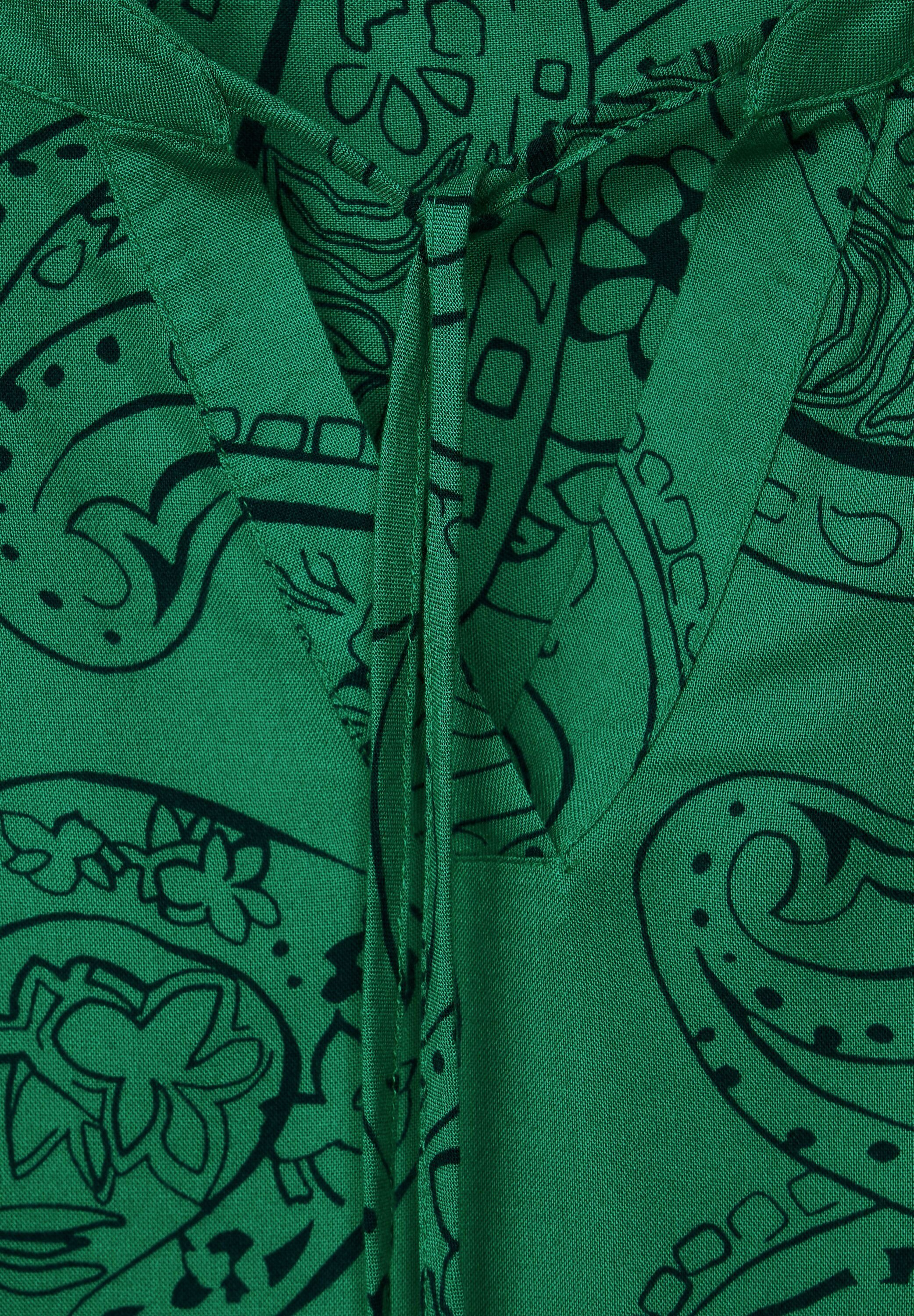 Cecil Druckbluse Paisley green Rundhalsausschnitt Bluse Mit easy und geschlitzem Viskose Paisley-Print
