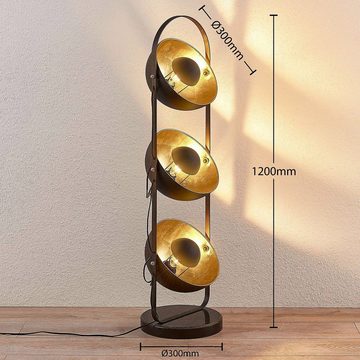 Lindby Stehlampe Muriel, Leuchtmittel nicht inklusive, Modern, Metall, Schwarz, gold, 3 flammig, E27, Stehleuchte