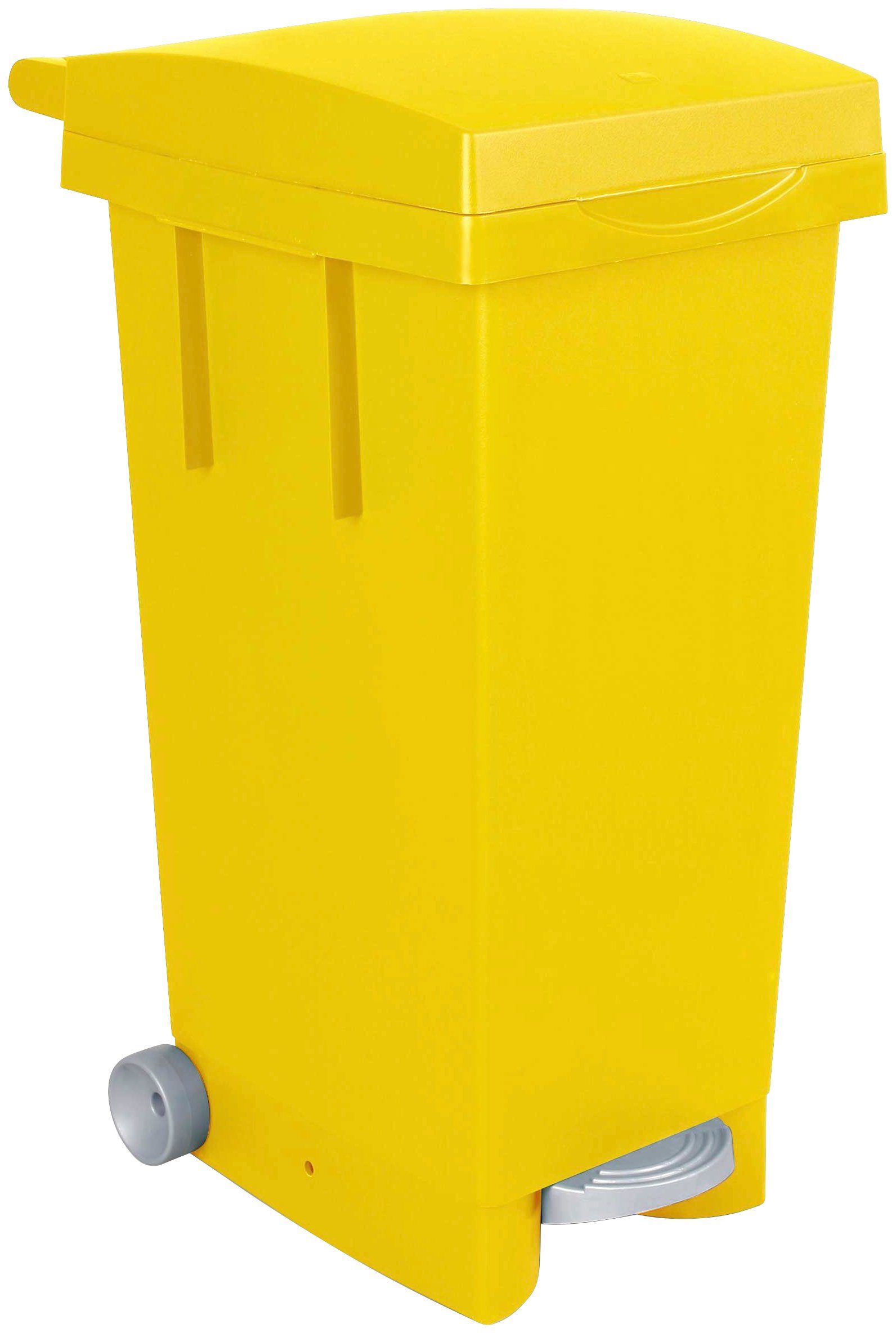 Mülleimer, BxTxH 370 x 510 x 790 mm, Inhalt 80 Liter, gelb, 2 Stk | Treteimer