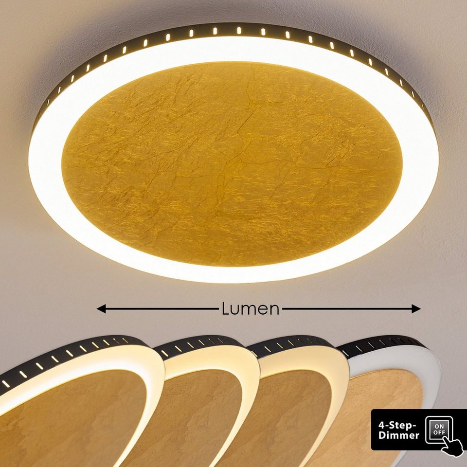 hofstein Deckenleuchte Flur Dielen Beleuchtung LED Decken Lampe goldfarben  Wohn Schlaf Zimmer