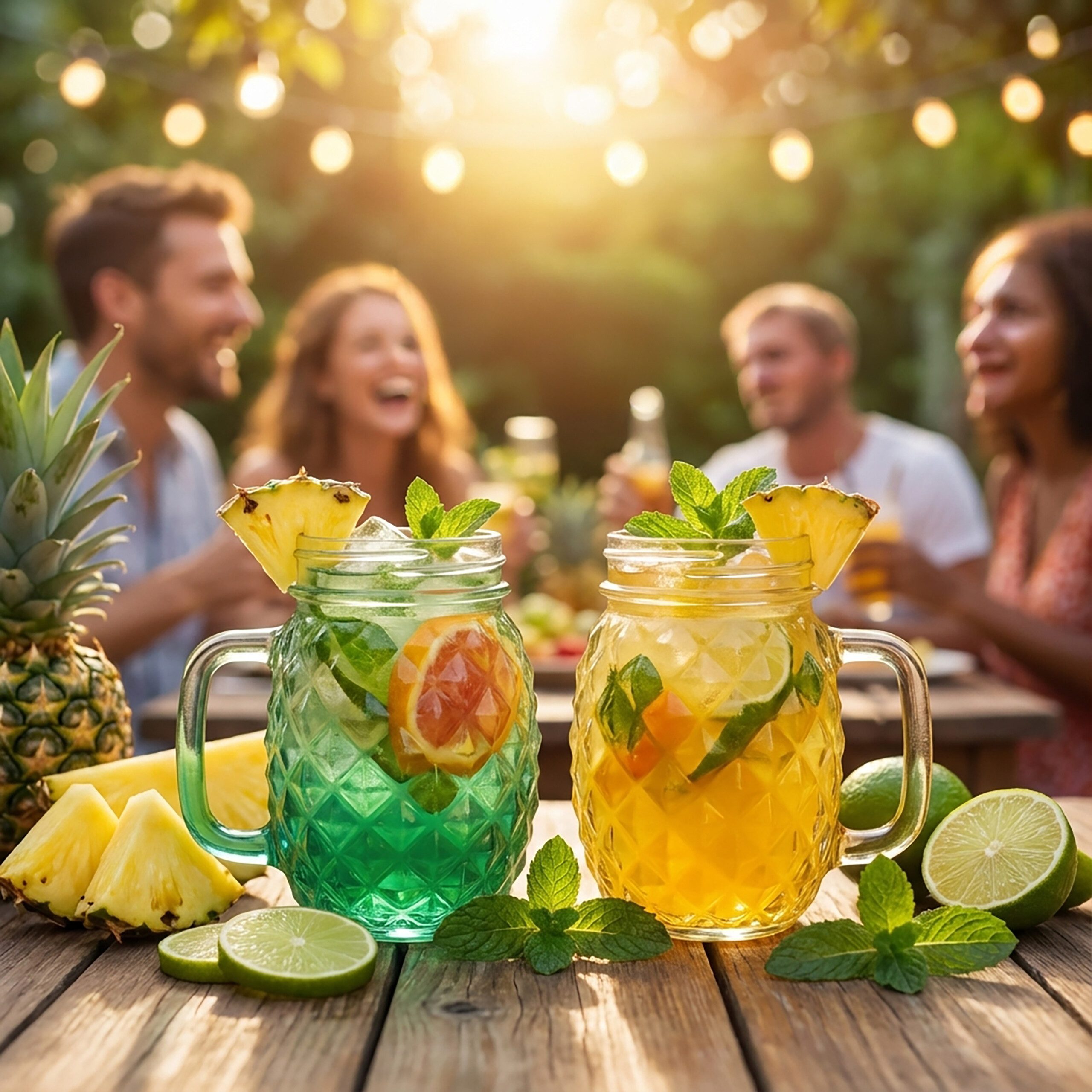 relaxdays Gläser-Set Trinkgläser mit Deckel 4er Set Ananas, Glas, 4er Pack