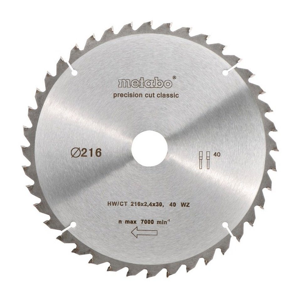 classic", x - 30 wood 30 216 "precision Kreissägeblatt, Zähnezahl cut mm, metabo