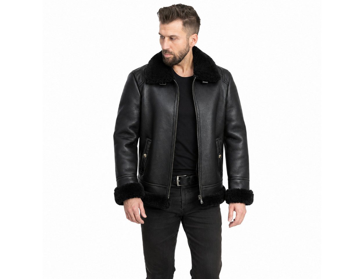Mouflon Lederjacke Mike Herren-Lederjacke aus echtem, hochwertigem Veloursleder.