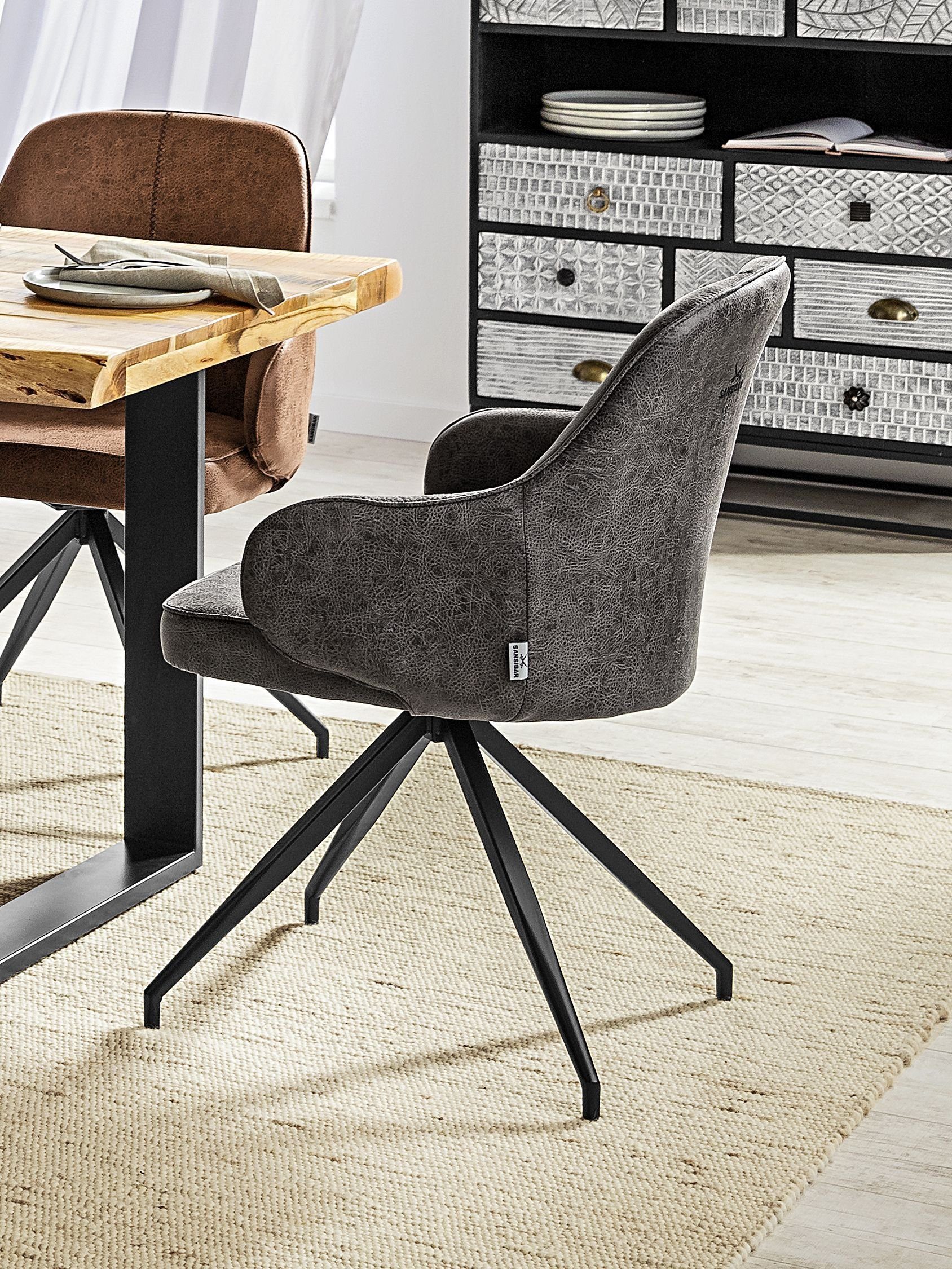 SANSIBAR Living Esszimmerstuhl Polsterstuhl SANSIBAR BENSERSIEL BHT 60x89x62 cm grau Esszimmerstuhl