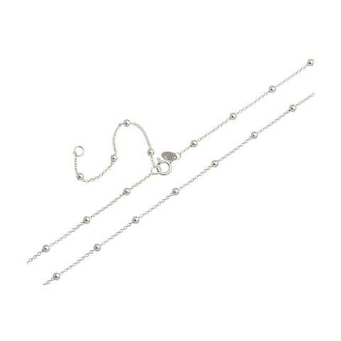 Silberkettenstore Silberkette Bauchkette Erbse 1,3mm mit Kugeln - 925 Silber, Länge wählbar