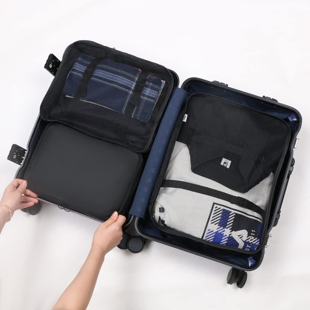 Diwzbyn Kofferorganizer Packwürfel, wasserdichte Reise-Kleiderbeutel, Packtaschen für Koffer, Faltbar / Verstaubar / atmungsaktiv mit Mesh-Oberseite, 8-teilig – Bild 5 von 5
