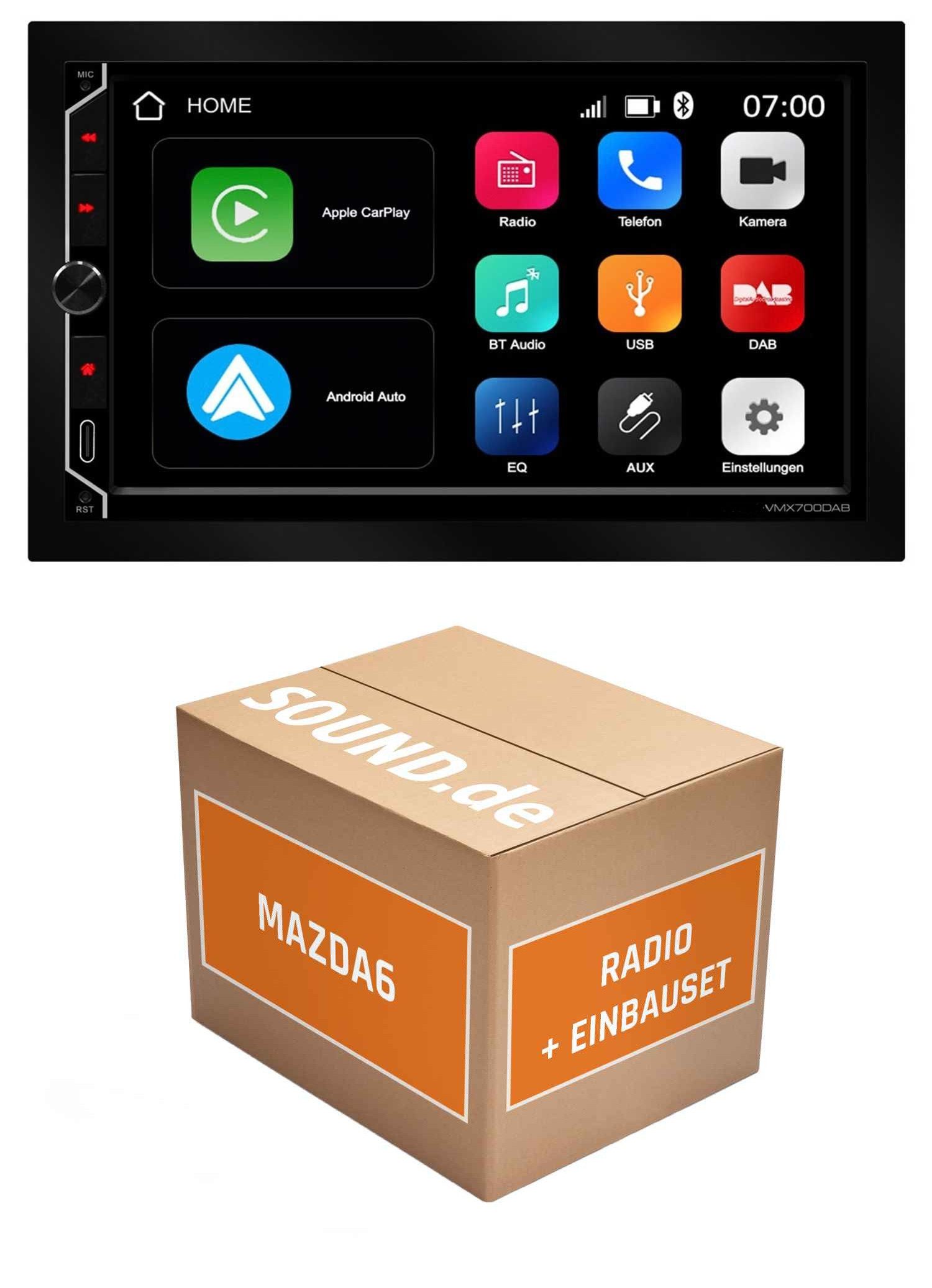 JUST SOUND best choice for caraudio Autoradio Einbauset ESX VMX700DAB Mazda6 GH + Facelift Autoradio (Freisprecheinrichtung)
