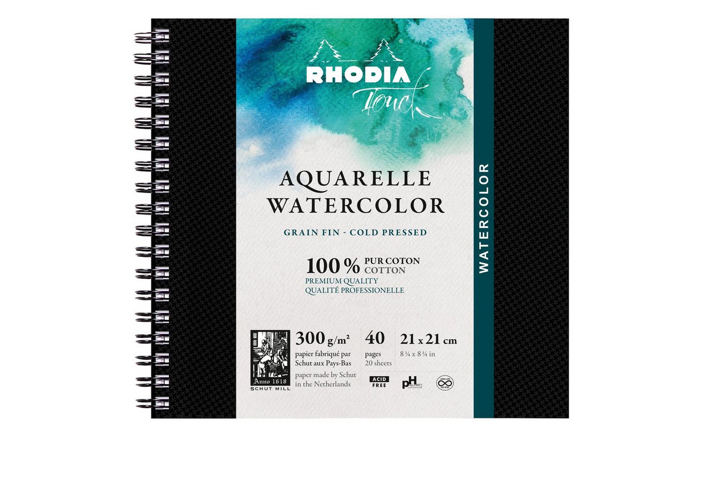Thumbnail - EXACOMPTA Zeichenpapier Watercolor Book Papier 100% Hadern 300g 20 Bl 21x21 cm Schwarz 116151C, Rhodia, Blöcke, Hefte un...