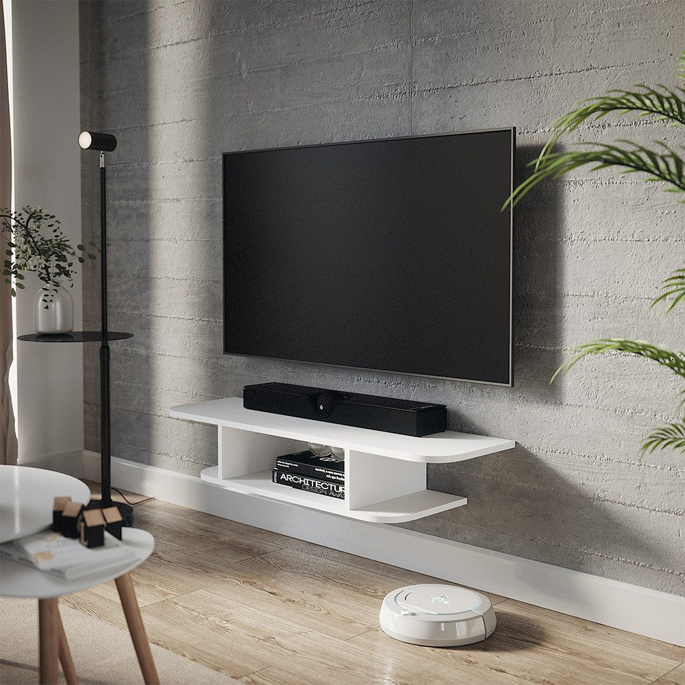 Vicco Lowboard Lorio, Weiß, 105 x 18.2 cm offene Fächer günstig online kaufen