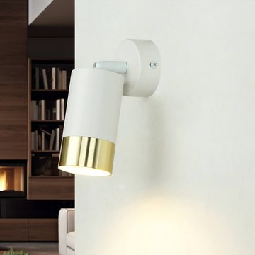 Licht-Erlebnisse Wandstrahler ANDREW, ohne Leuchtmittel, ANDREW Wohnzimmer in Weiß Gold GU10 verstellbar Aluminium