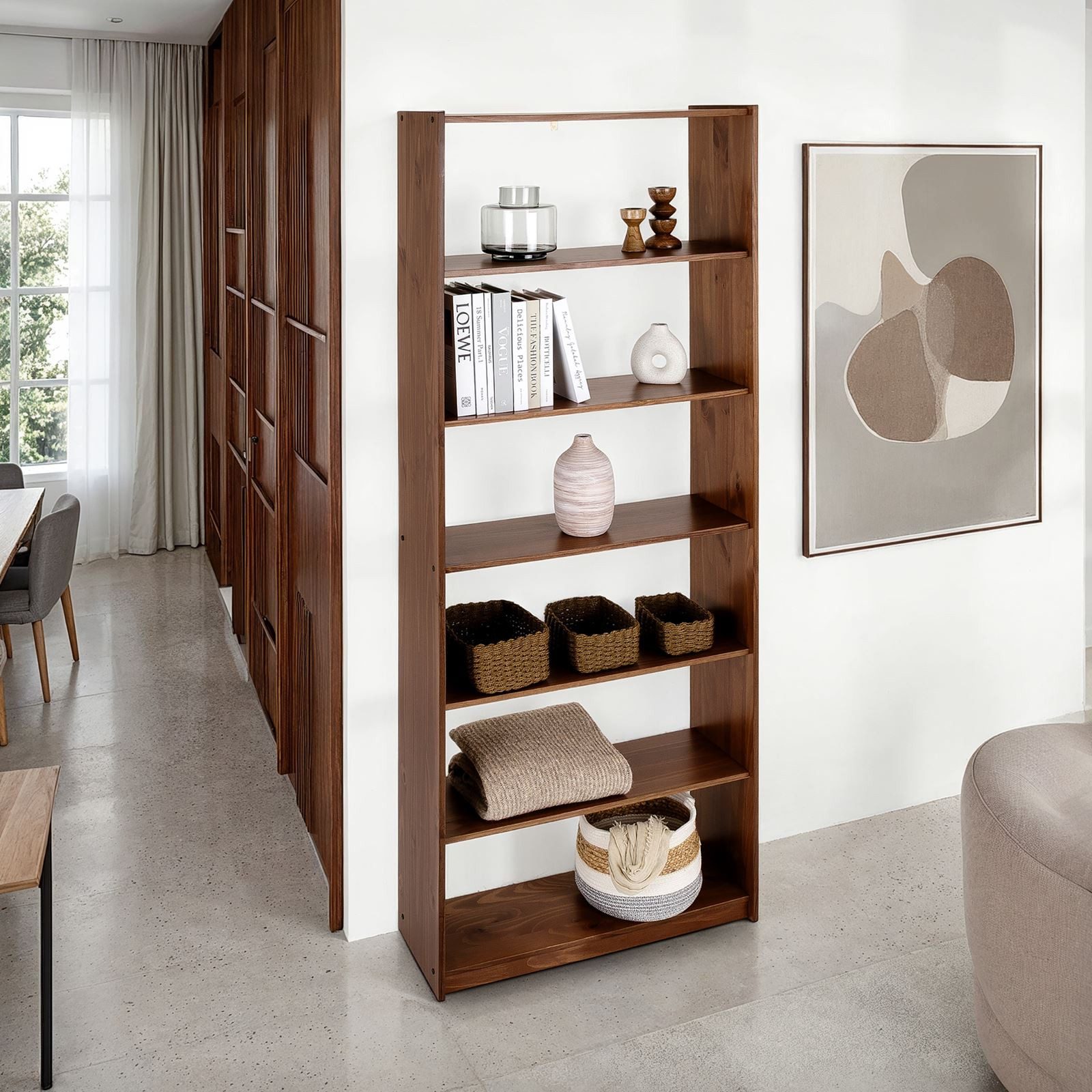 IDIMEX Bücherregal STANDREGAL, Bücherregal mit 7 Böden aus Kiefer Massivholz Kastanie farben