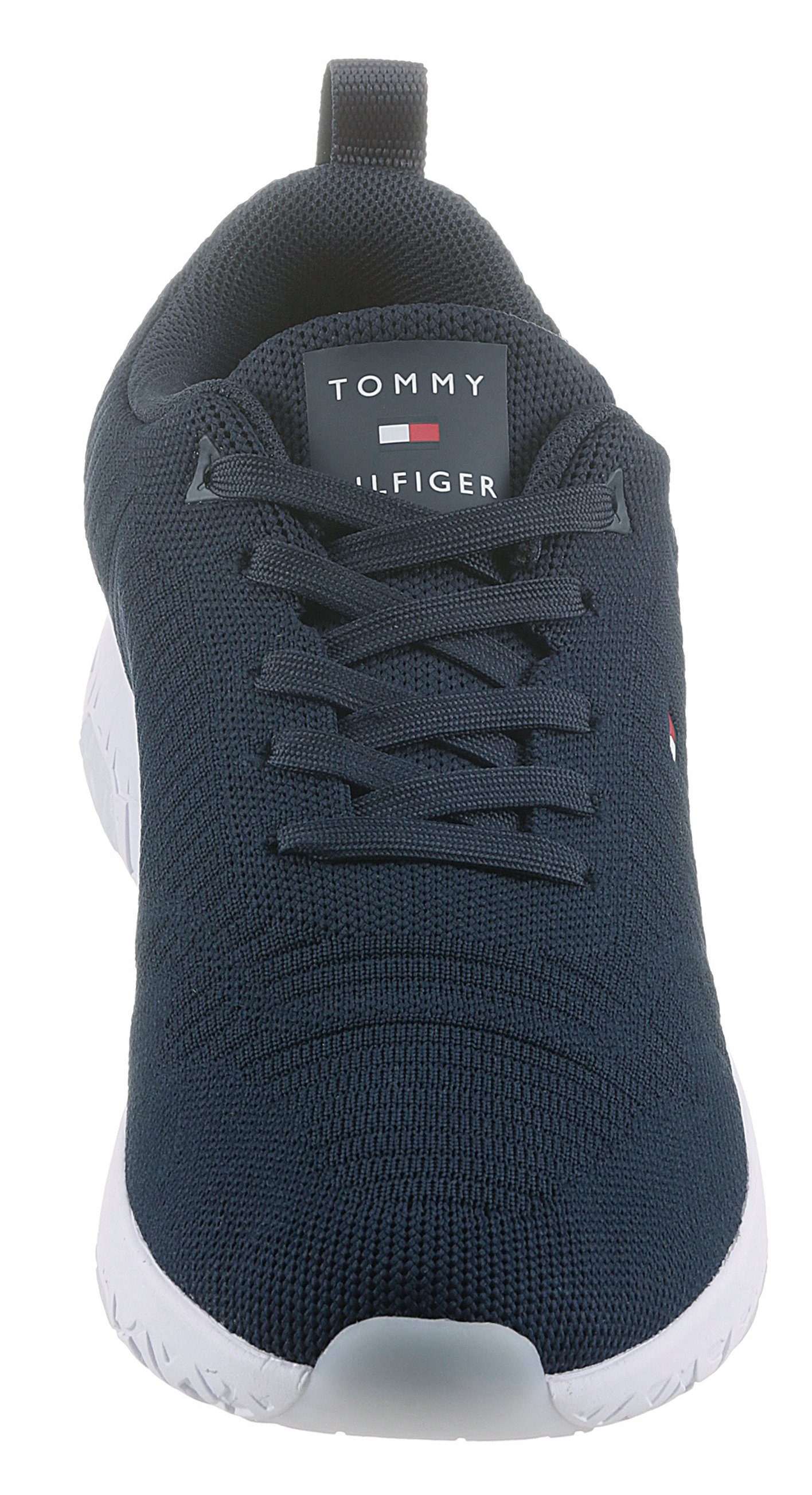Tommy Hilfiger CORPORATE KNIT RIB RUNNER Sneaker, Freizeitschuh, Halbschuh, Schnürschuh mit seitlicher Logoflagge