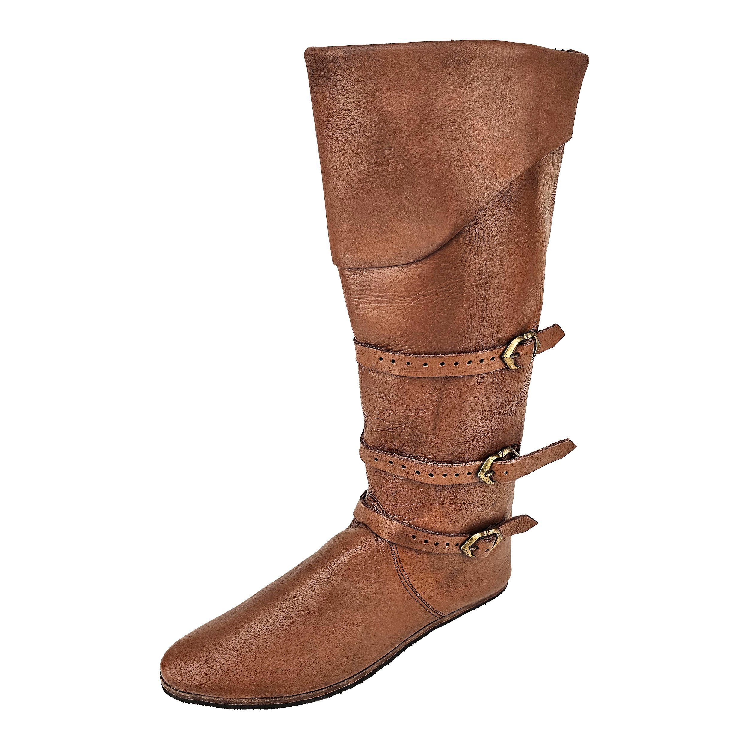 Ritter-Kostüm Mittelalter Stiefel bzw. Stulpenstiefel Braun mit Gummisohle