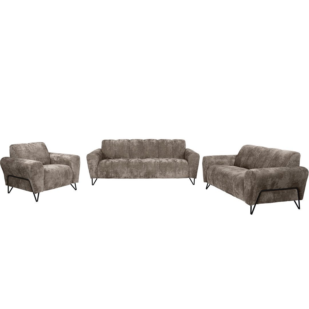 Beautysofa Polstergarnitur mit Metallbeine in schwarzer VOLARE, 3-Sitzer So günstig online kaufen