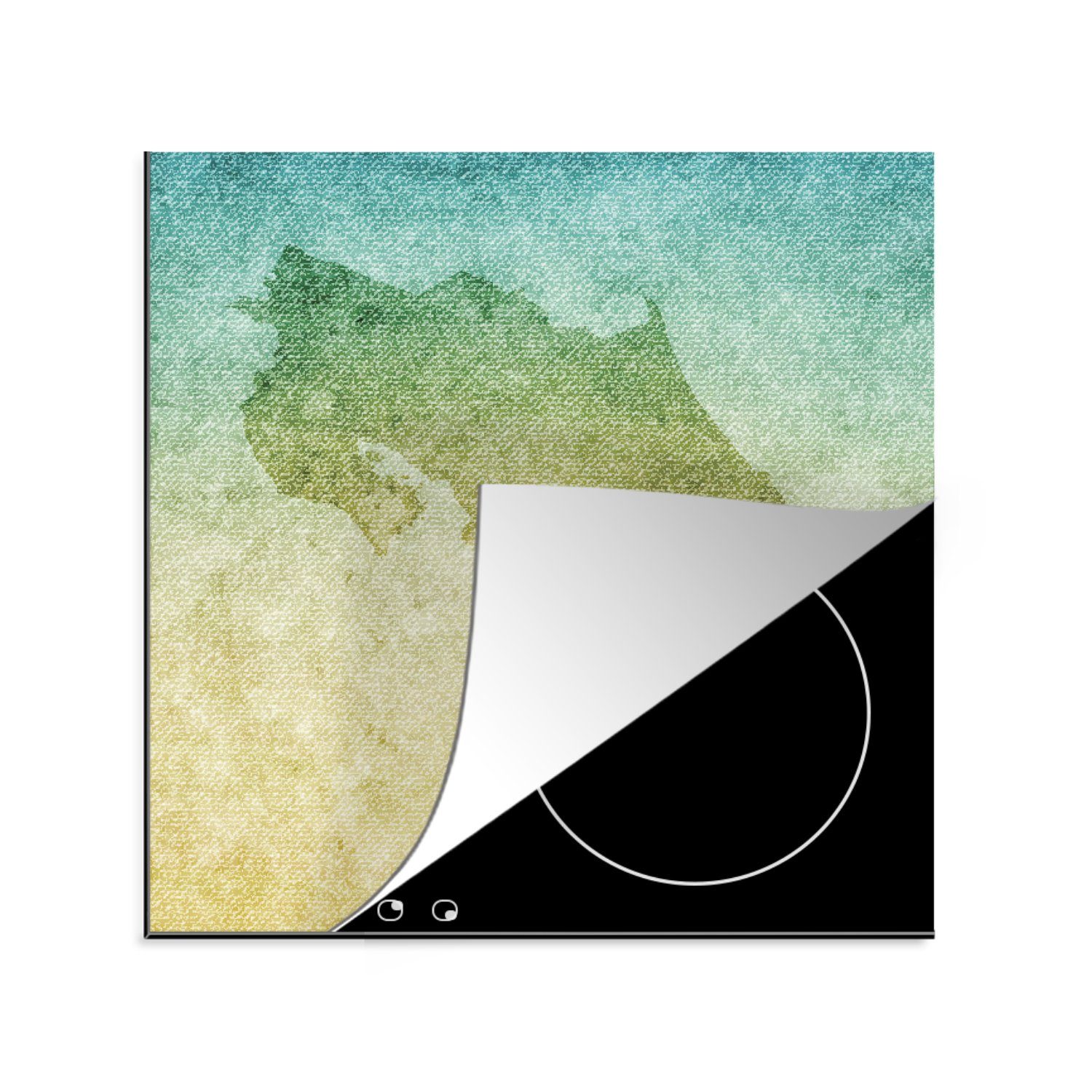 küche Herdblende-/Abdeckplatte Illustration Arbeitsplatte MuchoWow auf cm, einem Rica farbigen Ceranfeldabdeckung, für tlg), Costa 78x78 (1 Hintergrund, Vinyl, von