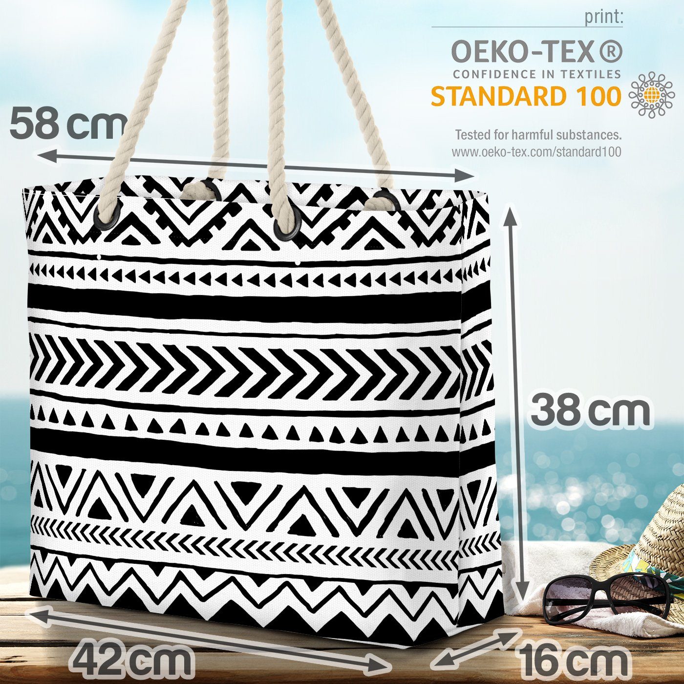 VOID Strandtasche (1-tlg), azteken textur muster ethnisch Muster Bag tribal Beach Tribal nahtlos Mexikaner
