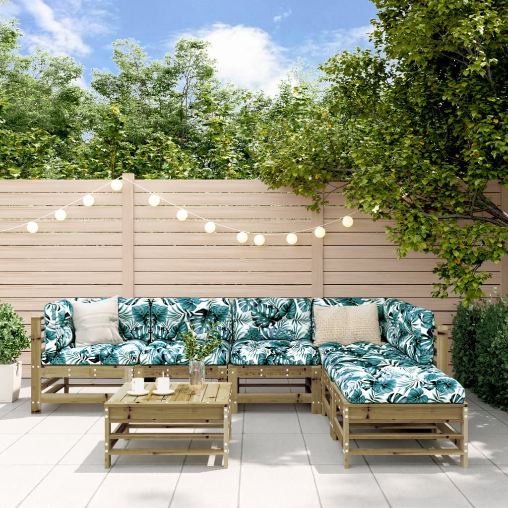 Nettlife Gartenlounge-Set 7-tlg. Massivholz Kiefer Garten-Lounge-Set günstig online kaufen