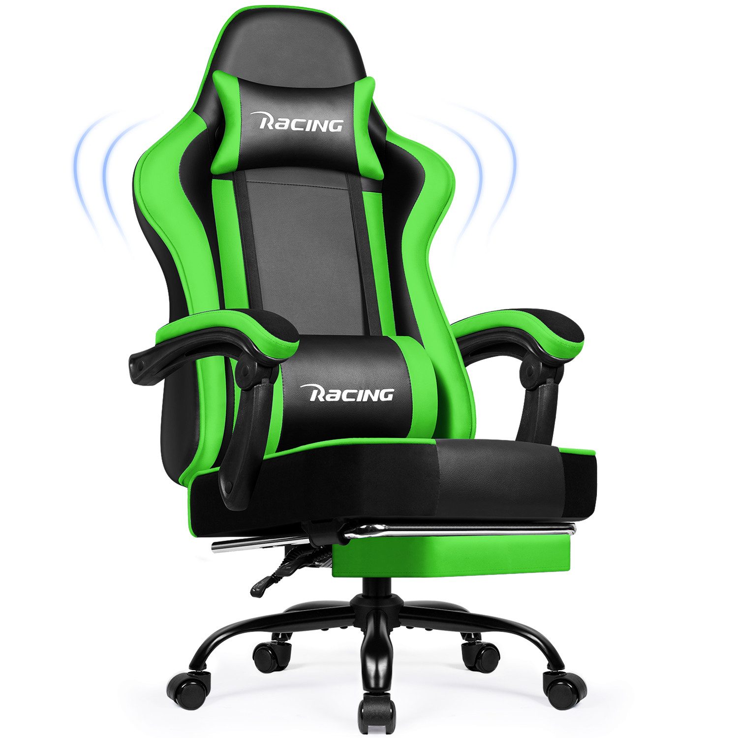 Hiazurm Gaming-Stuhl Gaming Stuhl, Bürostuhl Ergonomisch, Gaming Chair (Ergonomischer Gamer Stuhl mit Wippfunktion, bis 150 kg Belastbarkeit), Gaming Stuhl Bürostuhl mit Fußstütze, Kopfstütze