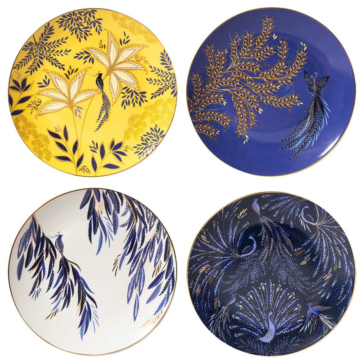 Portmeirion Frühstücksteller Sara Miller London Porzellan Frühstücks-Teller 4er Set