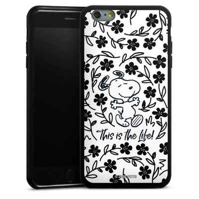 DeinDesign Handyhülle Peanuts Blumen Snoopy Snoopy Black and White This Is The Life, Apple iPhone 6s Plus Silikon Hülle Bumper Case Handy Schutzhülle