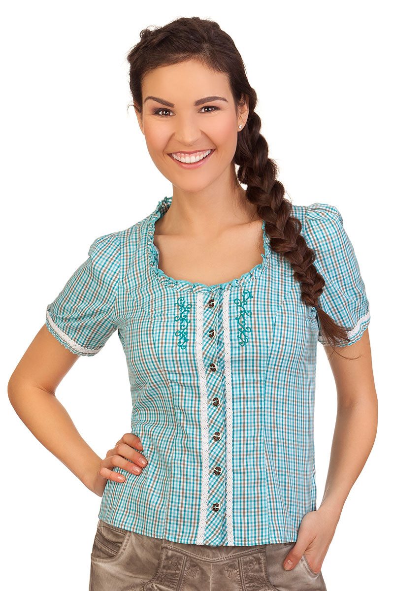 Trachtenbluse Trachtenbluse - EUROPA - türkis, beere