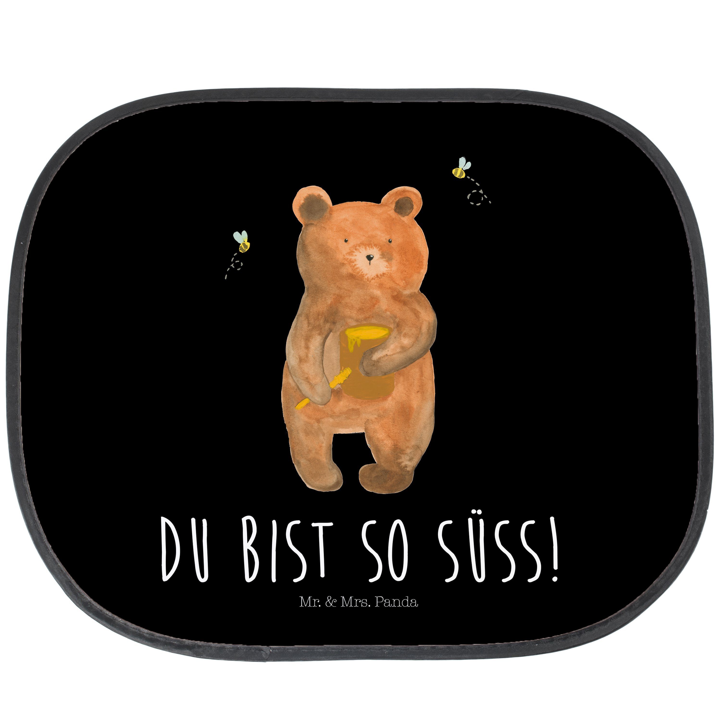 Sonnenschutz Honigbär - Schwarz - Geschenk, Teddy, Auto Sonnenschutz, Verliebte, S, Mr. & Mrs. Panda, Seidenmatt