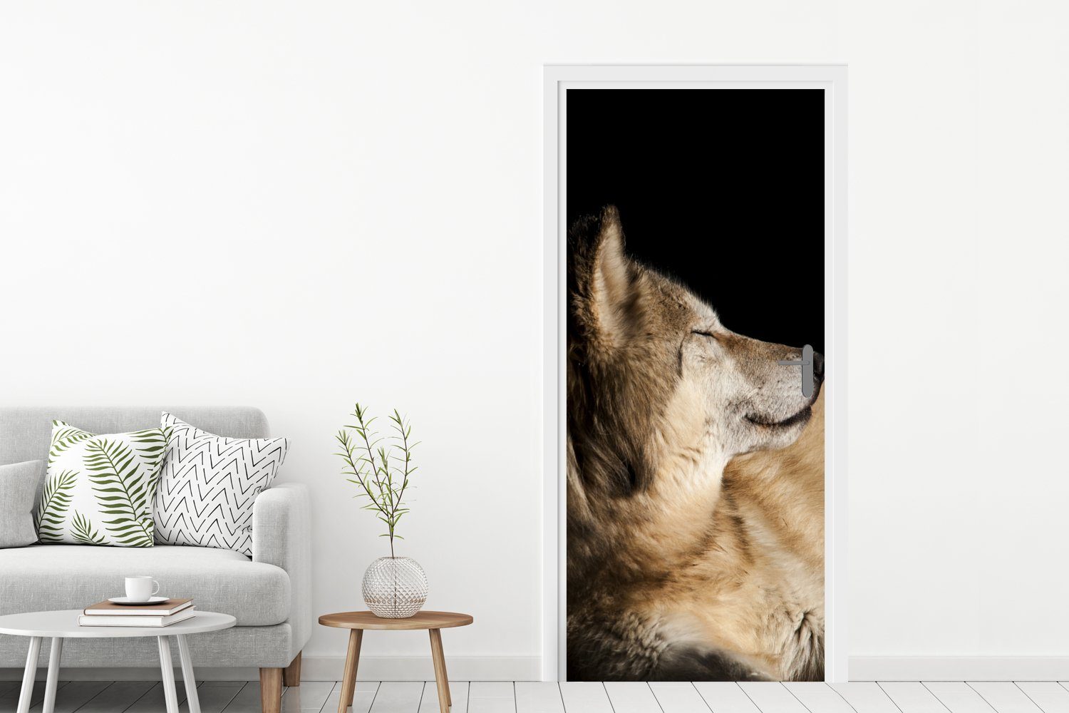 Fototapete Polarwolf, bedruckt, Zufriedener Matt, MuchoWow Tür, für Türaufkleber, (1 75x205 St), Türtapete cm