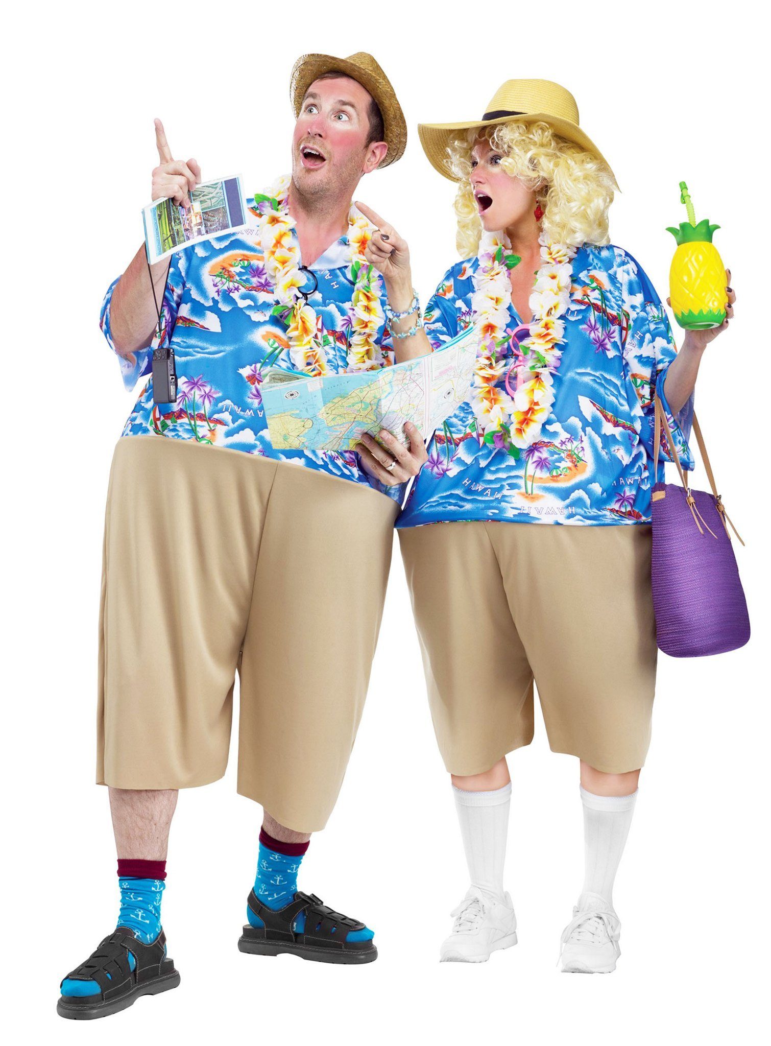 Fun World Kostüm Urlauber - Touristen Faschingskostüm für Karneval, Originelles Kostüm mit Kult-Potential