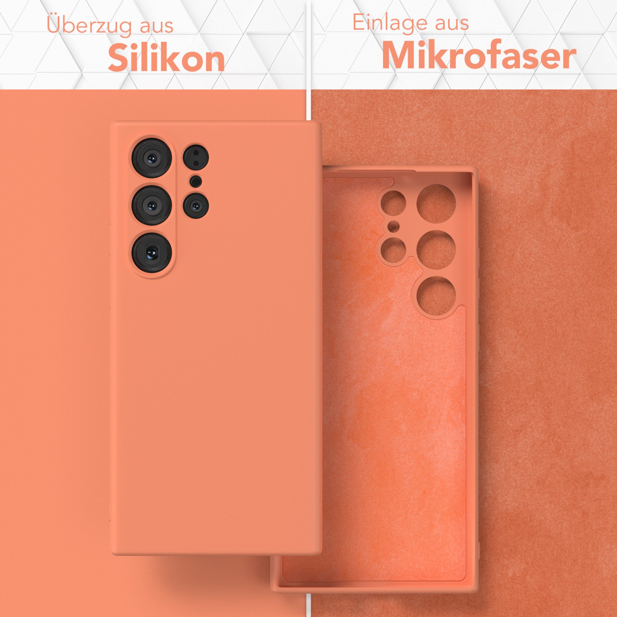 EAZY CASE Handyhülle für Samsung Galaxy S23 Ultra Hülle Silikon 6,8 Zoll, Schutzhülle mit Kameraschutz Telefonhülle elastisch Bumper tpu Orange
