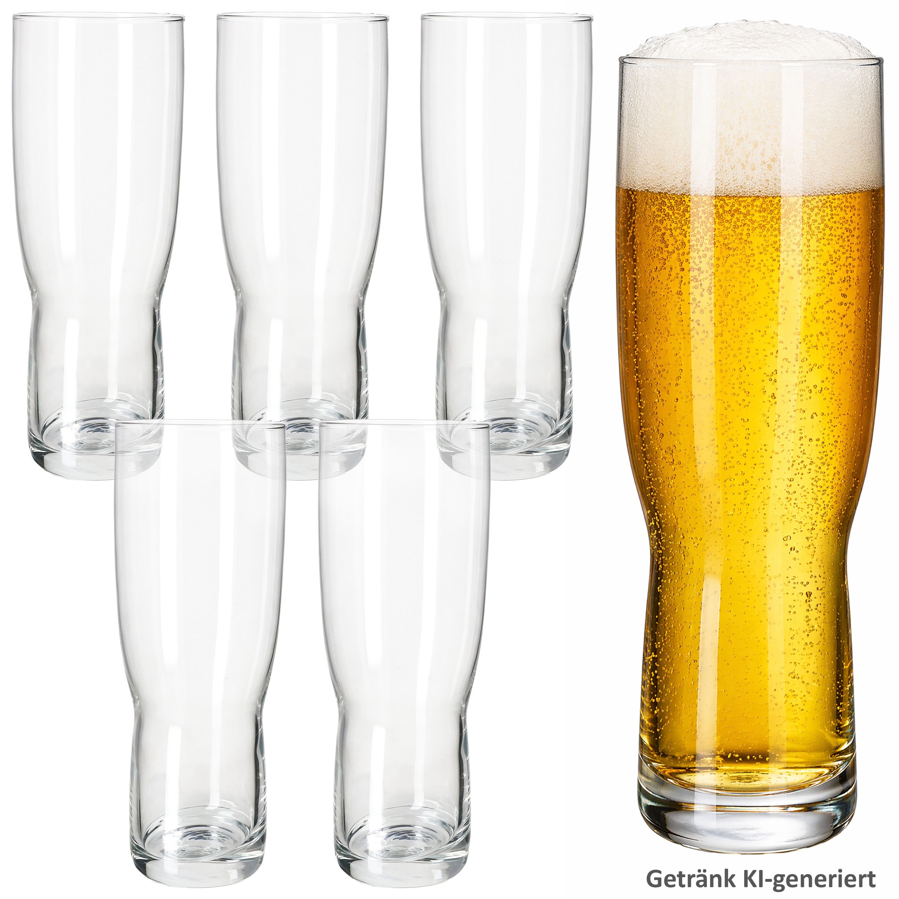 MamboCat Bierglas MamboCat 6x Birra Biergläser 0,5 L Pilsglas Klar schlank Trinkglas, Glas