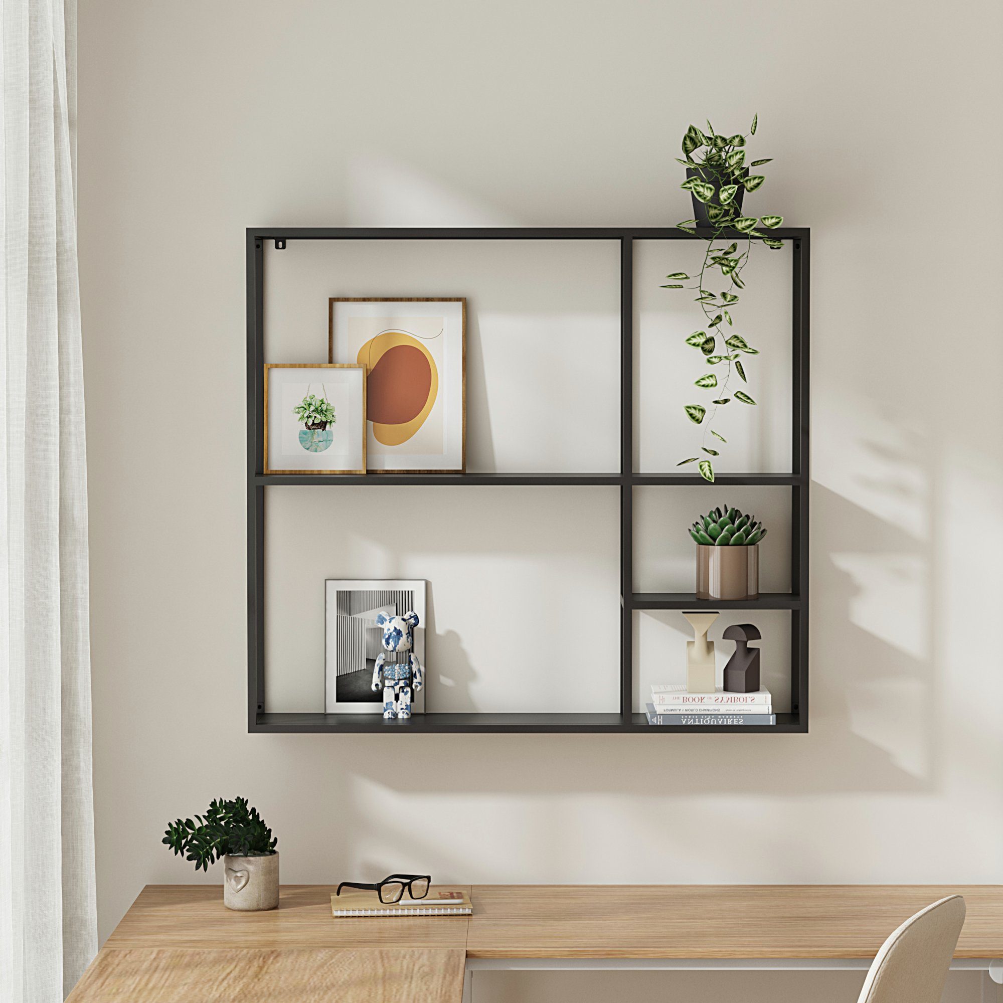 en.casa Wandregal, »Jämijärvi« mit 5 Ablagen Schwarz, matt