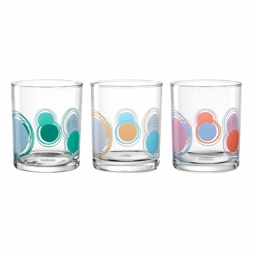 montana-Glas Becher :new dots 3er Set, 240 ml, 3-tlg., Kalk-Natron-Glas