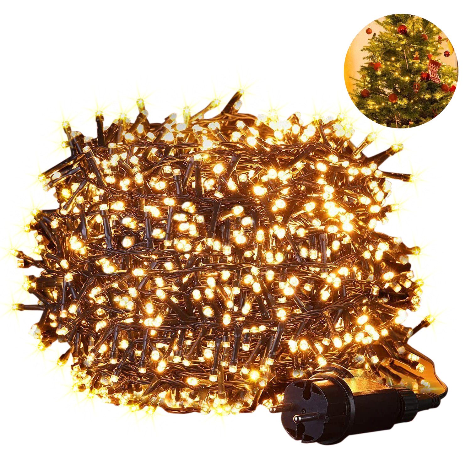 LED-Lichterkette LED-Lichtervorhang 10/25/50/100M mit 8 Modi Weihnachtsbeleuchtung