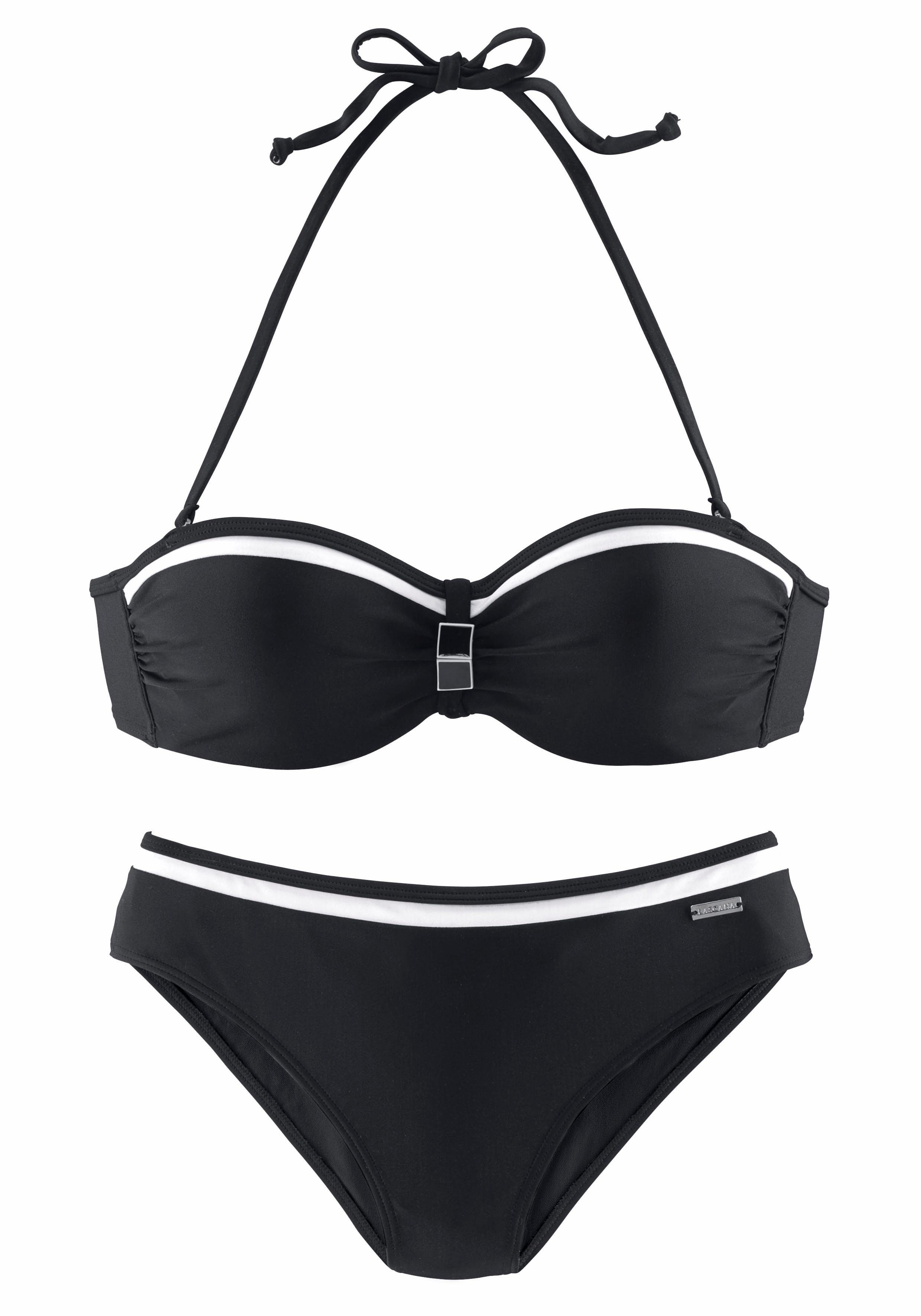 LASCANA Bügel-Bandeau-Bikini mit Kontrastdetails schwarz