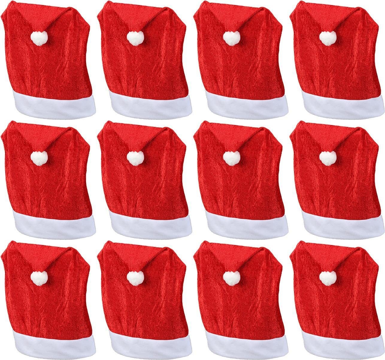 Diwzbyn Stuhlhusse Weihnachten Stuhlhussen Rot Nikolausmütze Stuhlbezug, Weihnachtsdeko Weihnachtsmütze Stuhldeko Husse Stuhl Stuhlüberzug