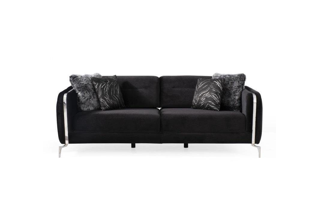 JVmoebel 3-Sitzer Designer Sofa 3 Sitzer Big Couch Polster Sofas Design Schwarz Samt, 1 Teile, Made in Europa