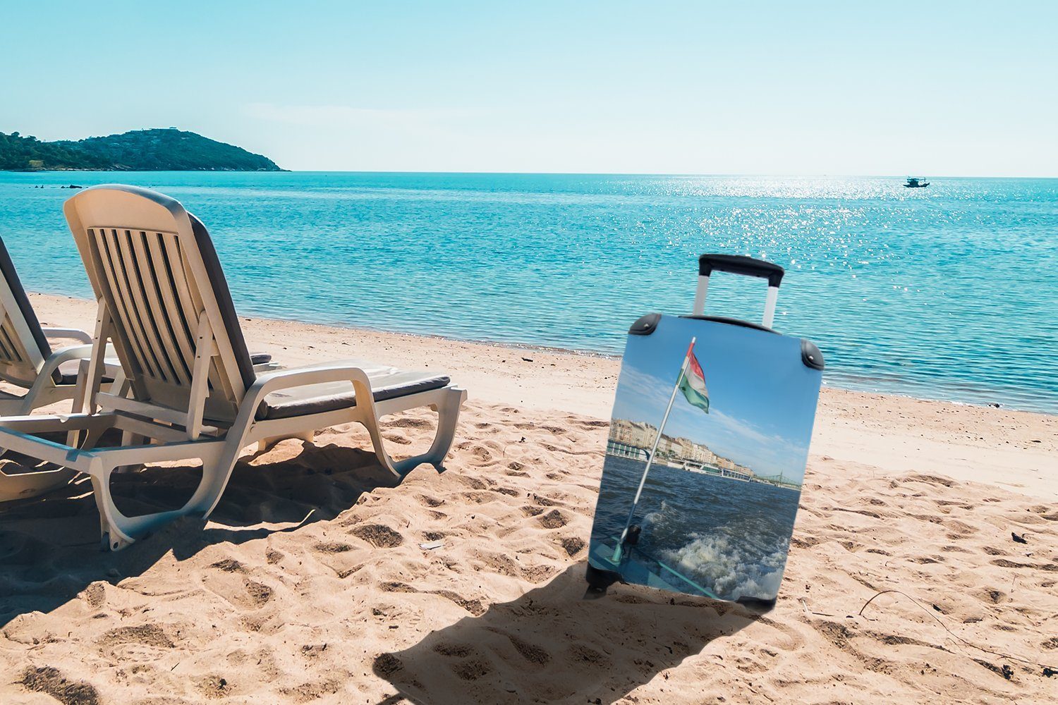 Handgepäckkoffer rollen, Rollen, einem Boot, für Ferien, Ungarische 4 Handgepäck Reisetasche Flagge Reisekoffer mit Trolley, auf MuchoWow