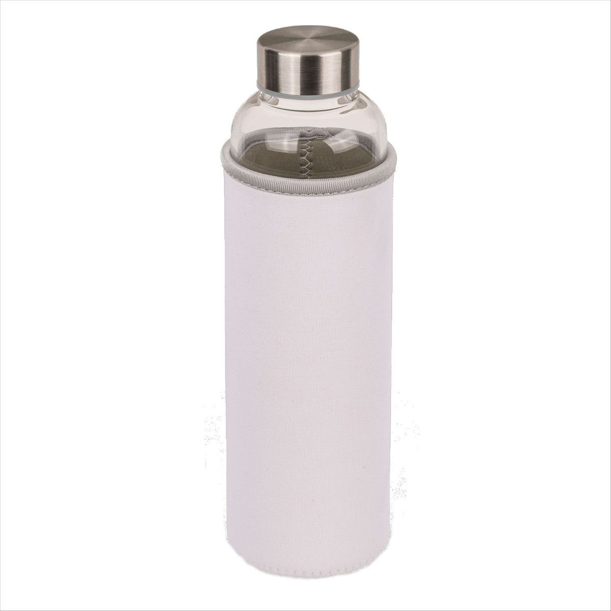 Marabellas Shop Trinkflasche Trinkflasche ca. 550 ml in 3 Farben aus Borosilikatglas mit Überzug, mit Schutzhülle