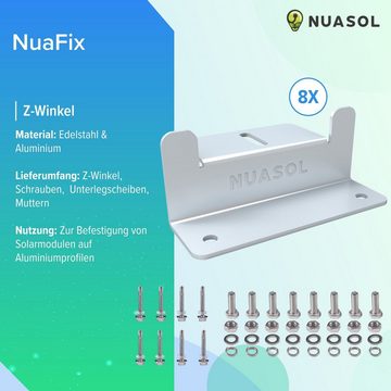 NuaSol Montagezubehör NuaFix 8x oder 16x Set Z-Winkel für Photovoltaik Solarmodule Montage (Set, 8 St)