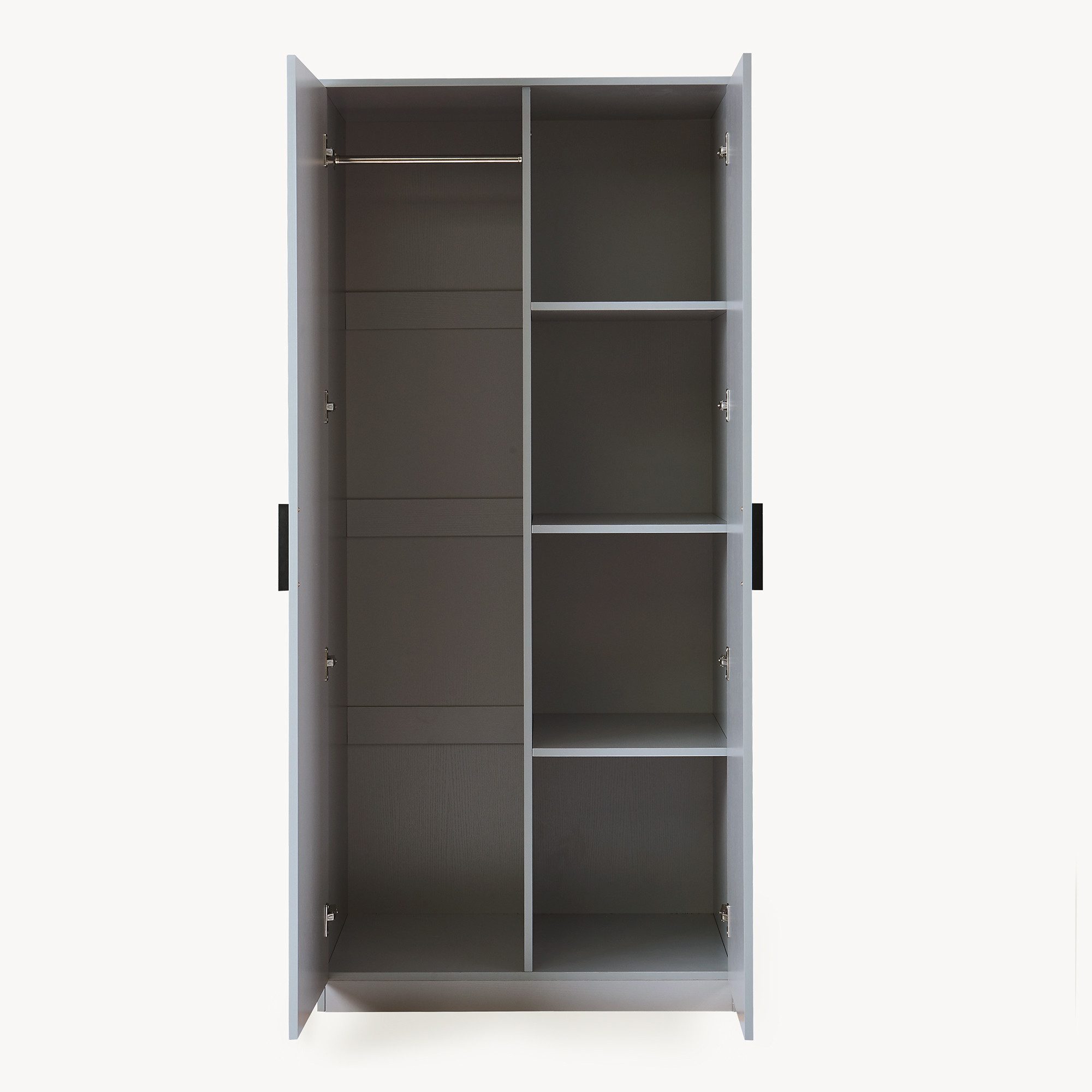 en.casa Kleiderschrank »Eiselfing« 2 Türen, 1 Stange, 4 Fächer 176x80x52 cm Grau