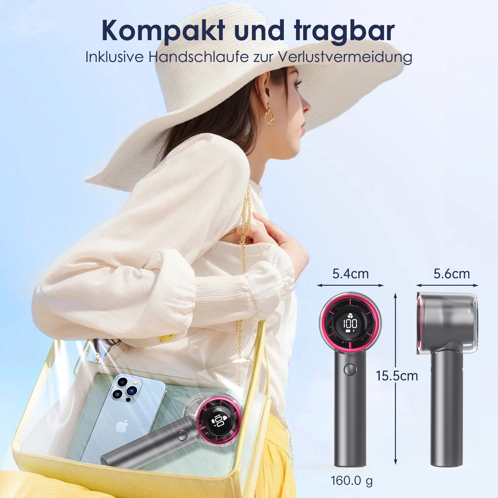Elegear Handventilator 3-in-1 Mini Ventilator, Taschenventilator günstig online kaufen