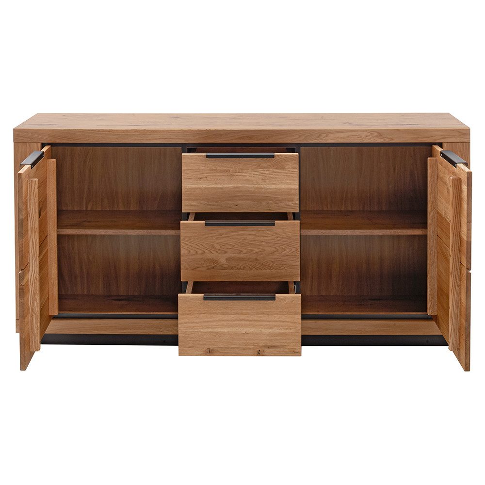 Lomadox Sideboard GIUSTINO-06, Eiche teilmassiv geölt, Massivholzfronten, 163cm breit