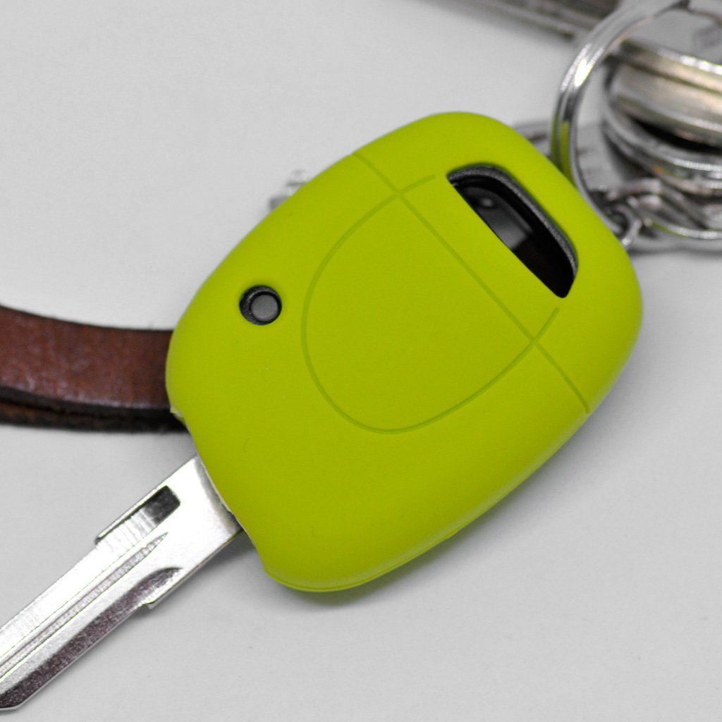 mt-key Schlüsseltasche Autoschlüssel Softcase Silikon Schutzhülle Apfelgrün, für Renault Clio Twingo Kangoo 1 Tasten Funk Fernbedienung
