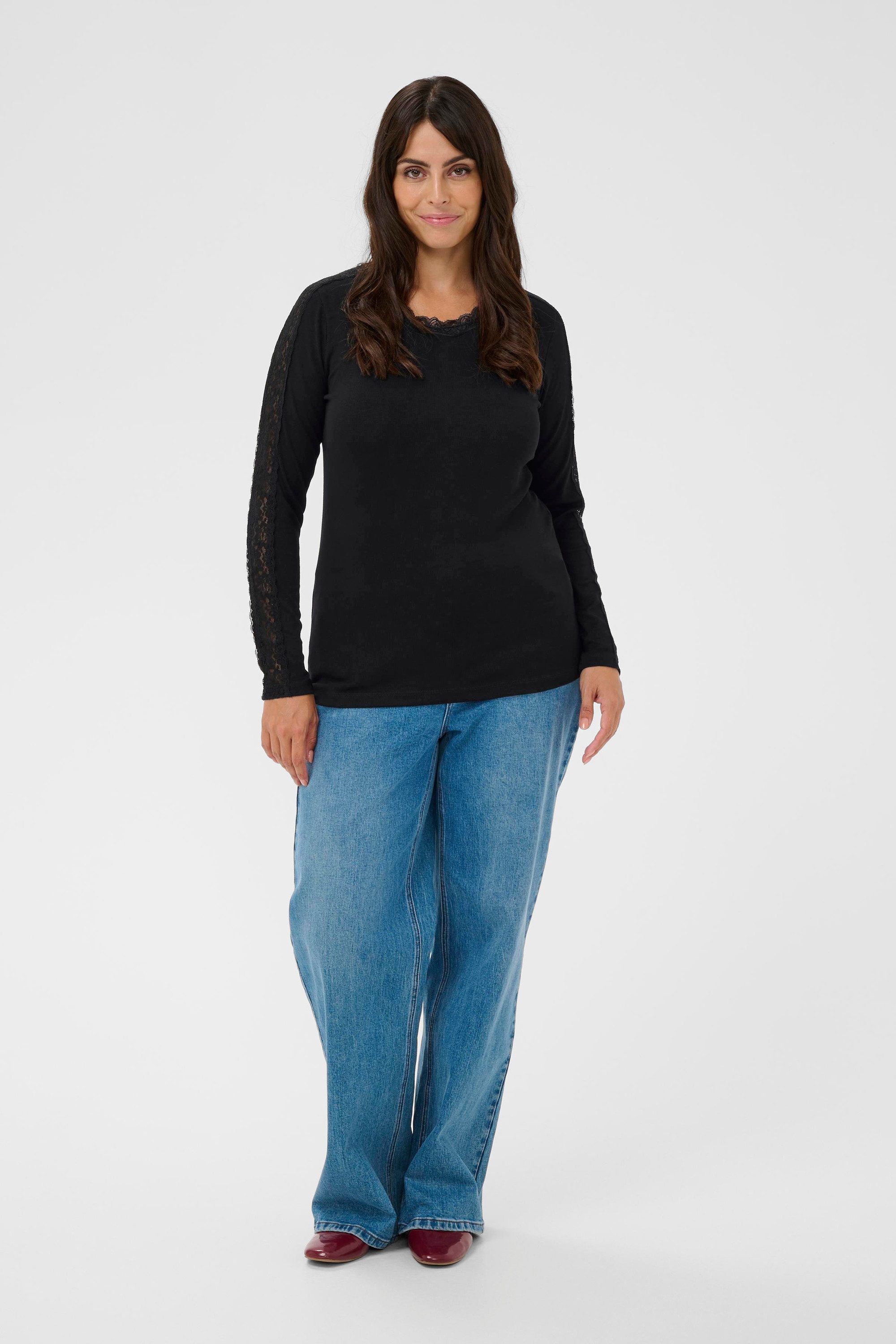 KAFFE Curve Langarmbluse Langarm-Shirt KCtinna Große Größen günstig online kaufen