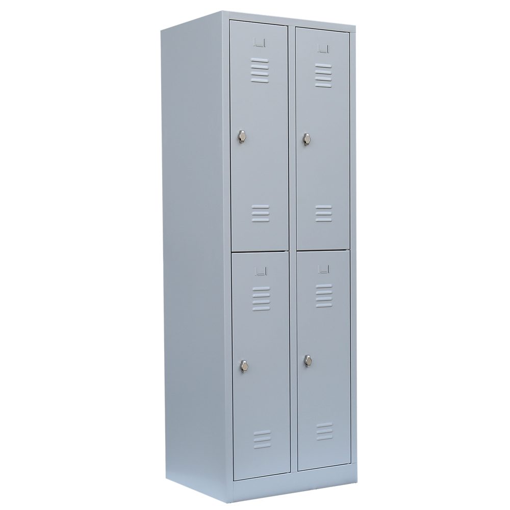 Steelboxx Spind Spind Fächerschrank Garderobenschrank - 4 Fächer mit Kleiderstange (1-St) Komplett verschweißt und montiert