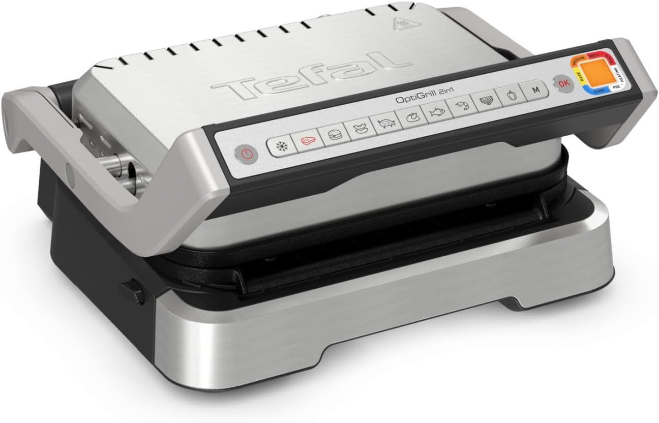 Tefal Tischgrill TEFAL OptiGrill Tischgrill GC772D10, 2100 W, Intelligenter Grill, Perfektes Grillen, Keine Überwachung, eigene App