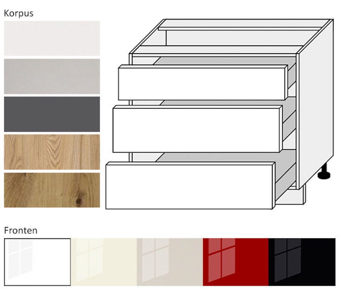Feldmann-Wohnen Unterschrank Platinum (Platinium, 1-St) 90cm Front- & Korpu günstig online kaufen