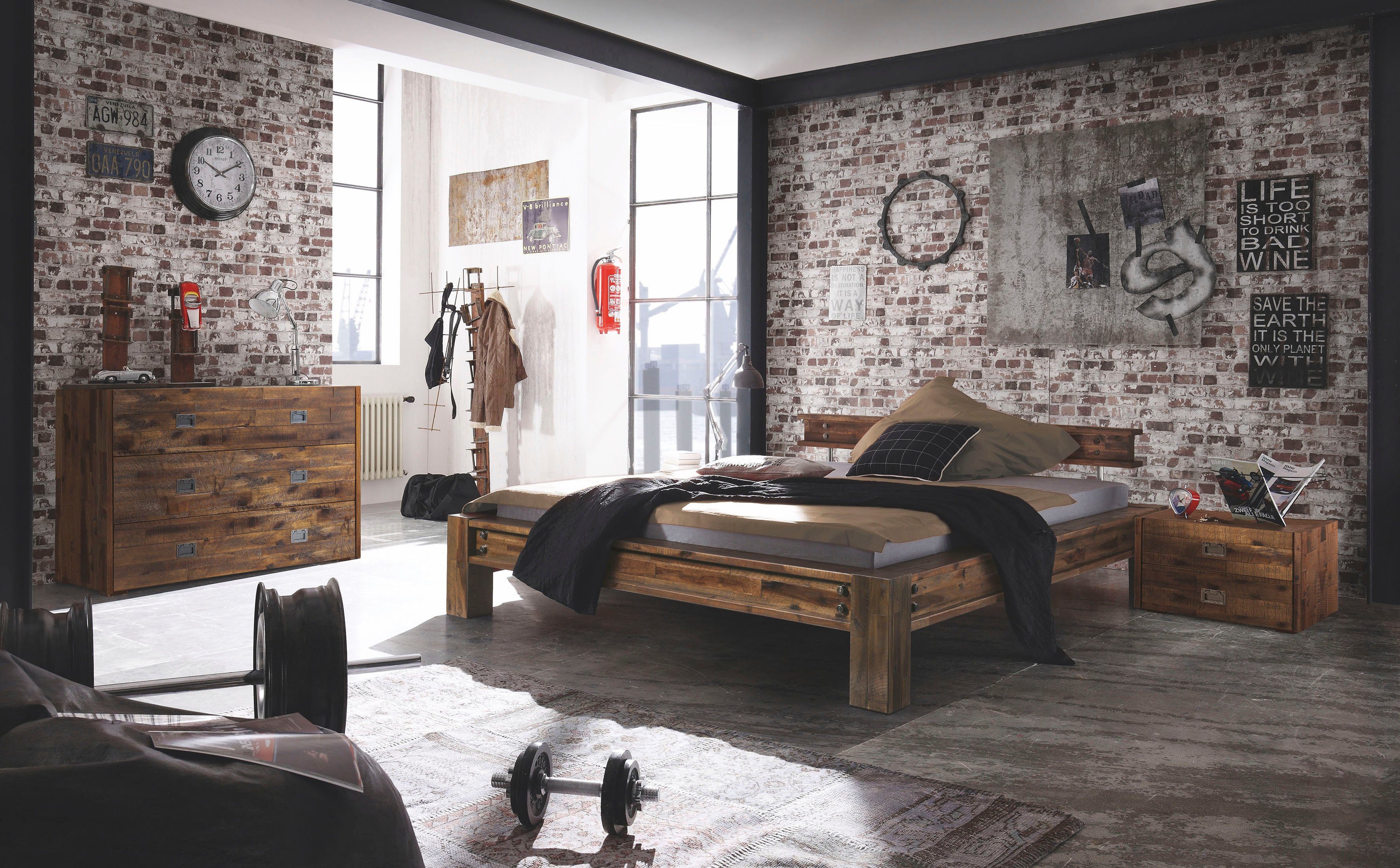 HASENA Bettgestell San Luca, mit Massivholzkopfteil, Fußhöhe 20cm