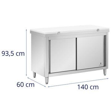 Royal Catering Arbeitstisch Arbeitsschrank Edelstahl 140 x 60 cm 500 kg mit Schneidplatte